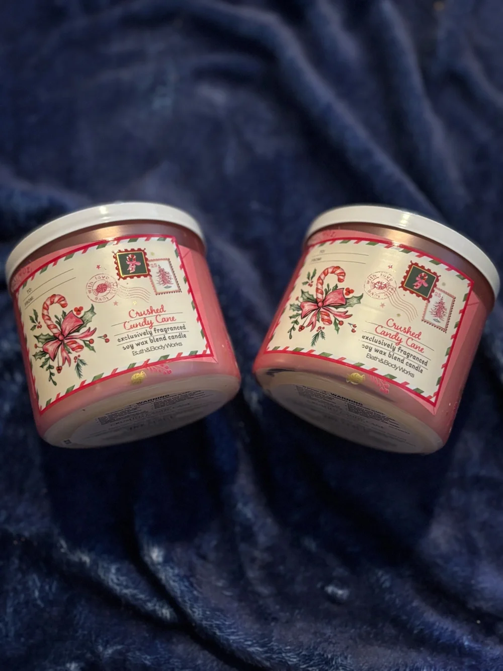 Bath & Body Works Pink Holiday Candy Cane Jar Candle Duo
